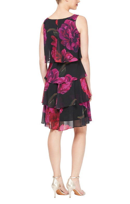 Floral Print Dress with Tulip Tiers