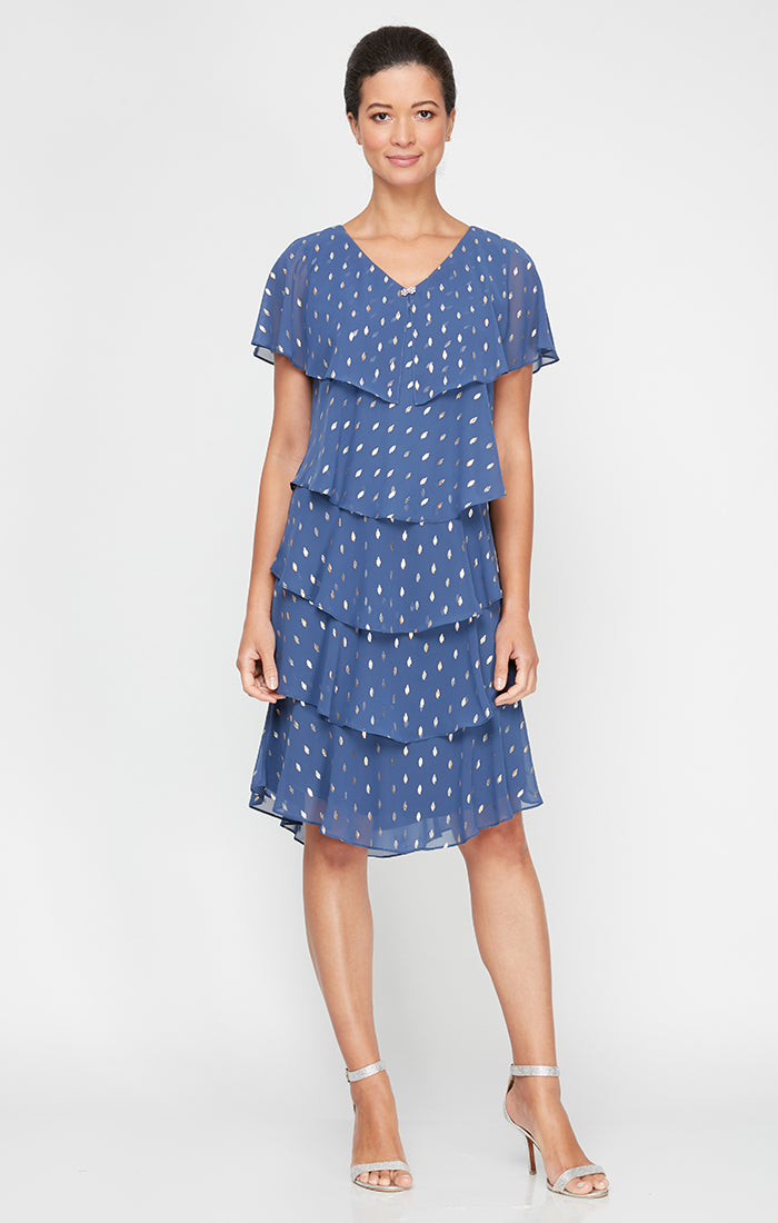 Foil Chiffon Tiered Dress S.L. Fashions Foil Chiffon Tiered Dress S.L. Fashions