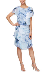 Regular - Short Printed Tier Dress With Embellishment Detail at Shoulders