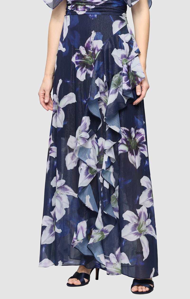 chiffon cascade dress Cascade with High-Neck Chiffon Bridesmaid Dress