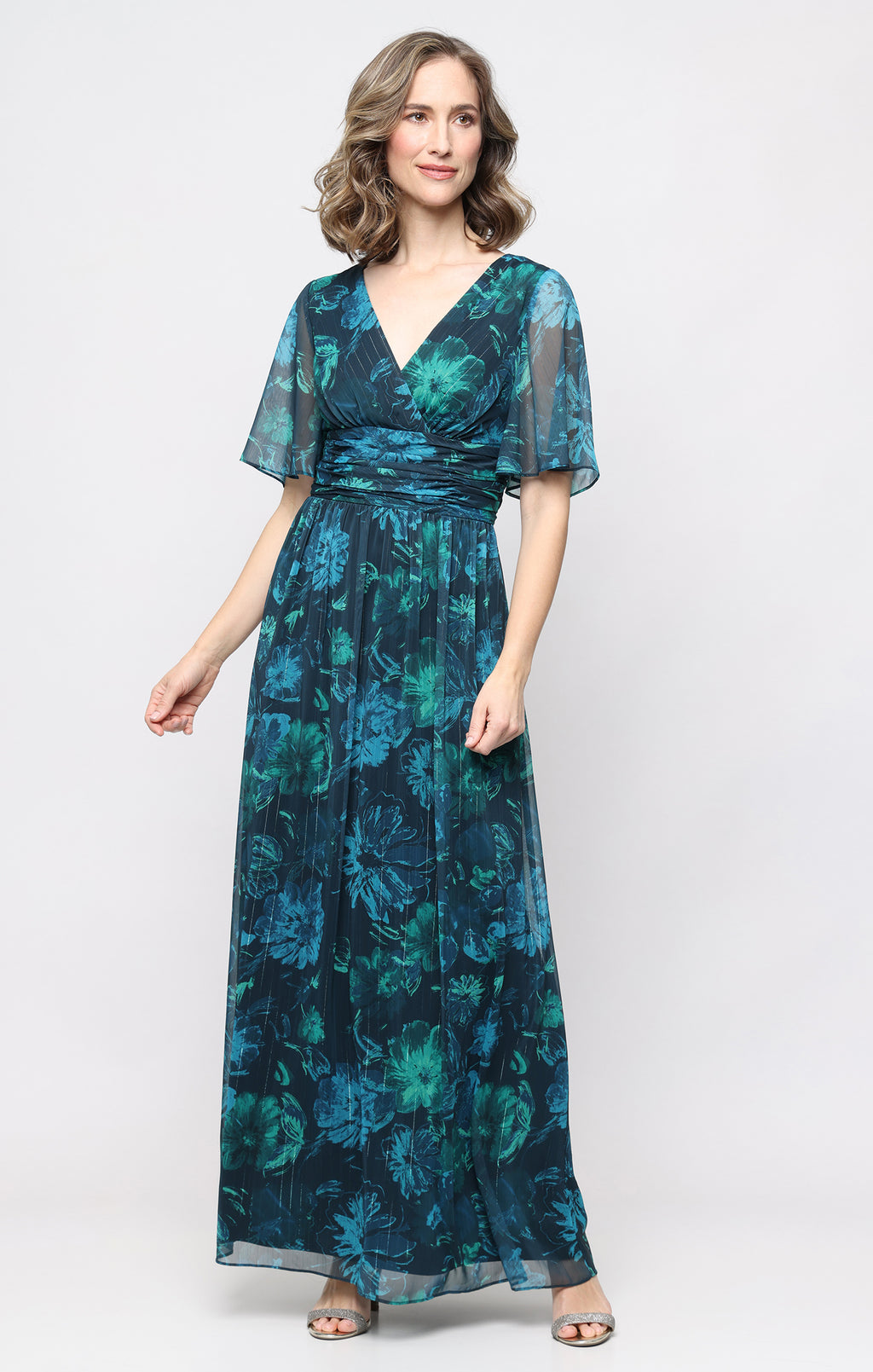 surplice maxi dress lush Sl Fashions Women's V-Neck - Navy Multi teamed with strappy Shoe Size:7.5 USA Fringe Mini Wedding Dress best-123sale115-1/19