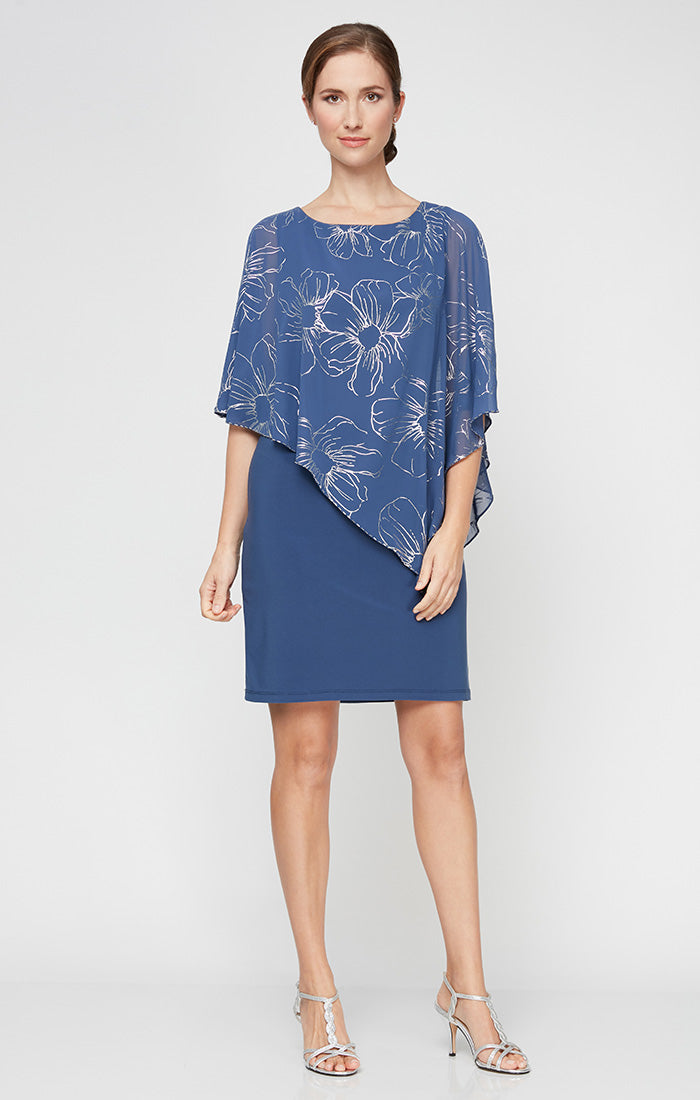 Sl Fashions Women's Crewneck Mini Sheath Dress - Wedgewood