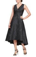 Petite Sleeveless Surplice High/Low Dress