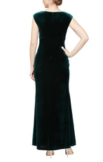 Long Gown with Asymmetrical Neckline and Embellishment