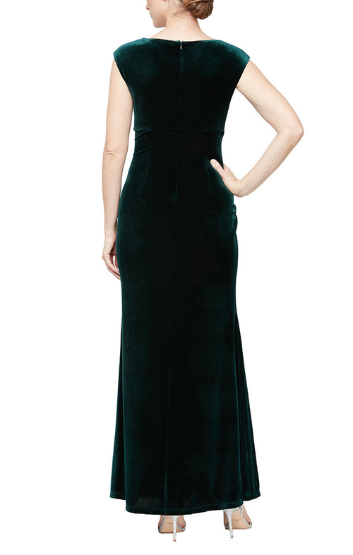 Regular - Long Gown with Asymmetrical Neckline and Embellishment
