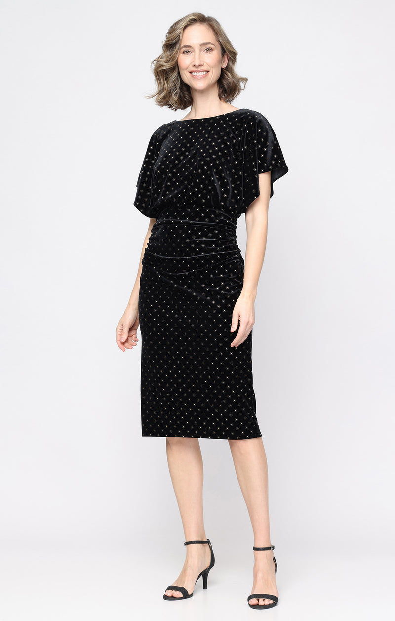 blouson cocktail dresses Sl Fashions Women's Sequin Velvet Dress - Black/Gold Art Deco Beaded Tulle LowStock:42103224500275 a chance encounter results Size:41EU