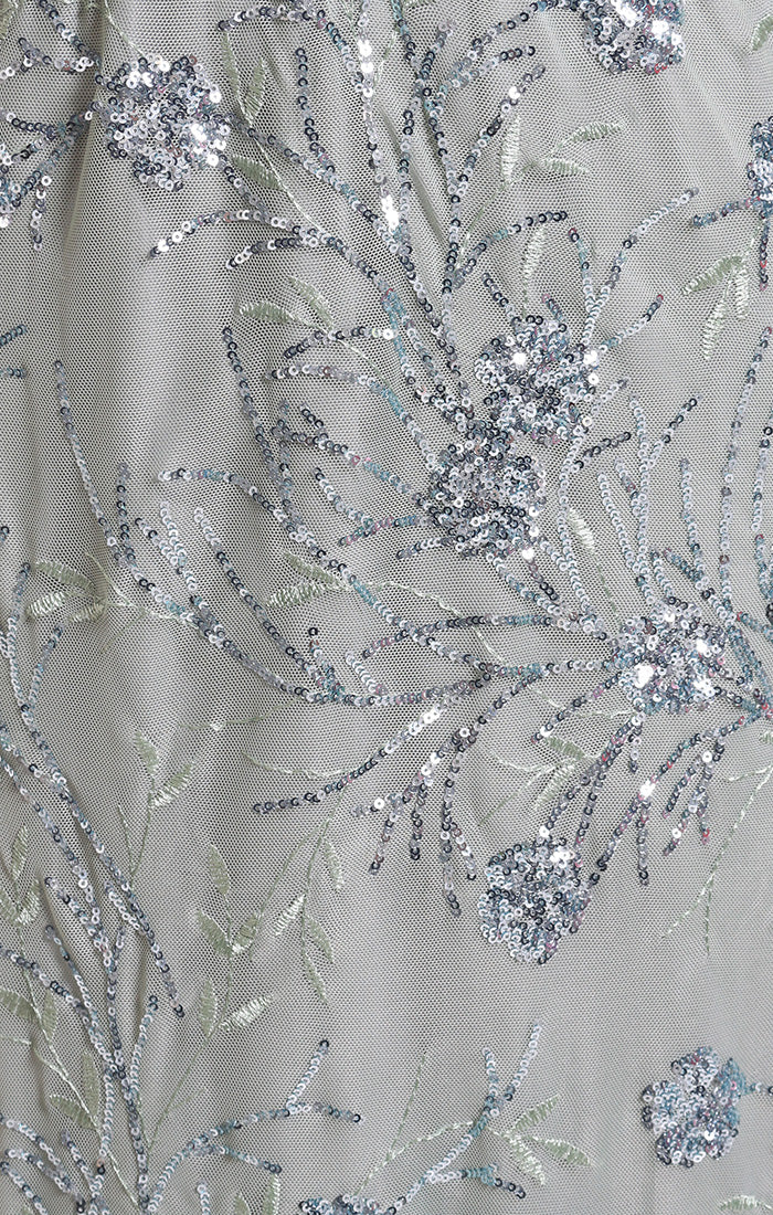 Petite Tea Length Mesh Sequin Blouson Dress S.L. Fashions Petite Tea Length Mesh Sequin Blouson Dress S.L. Fashions