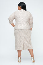 Tea-Length Lace Jacket Dress with Sequin Detail