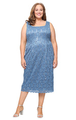 Tea-Length Lace Jacket Dress with Sequin Detail
