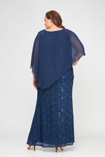 Plus Popover Dress With Beaded Shoulder Detail and Asymmetric Overlay