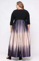 Plus Long Satin Charmeuse Ombre Ballgown with Surplice Neckline Bodice
