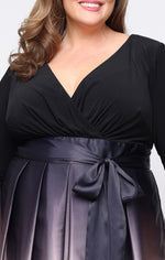 Plus Long Satin Charmeuse Ombre Ballgown with Surplice Neckline Bodice