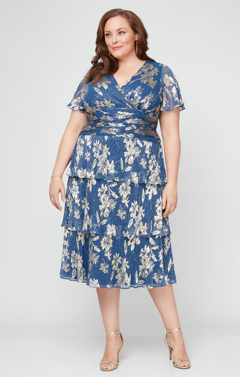 ruched surplice dress High-low Ruched Surplice Long Sleeve Dress Royal Blue / L