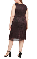 Plus Short Shimmer Surplice Dress with Cascade Jacket