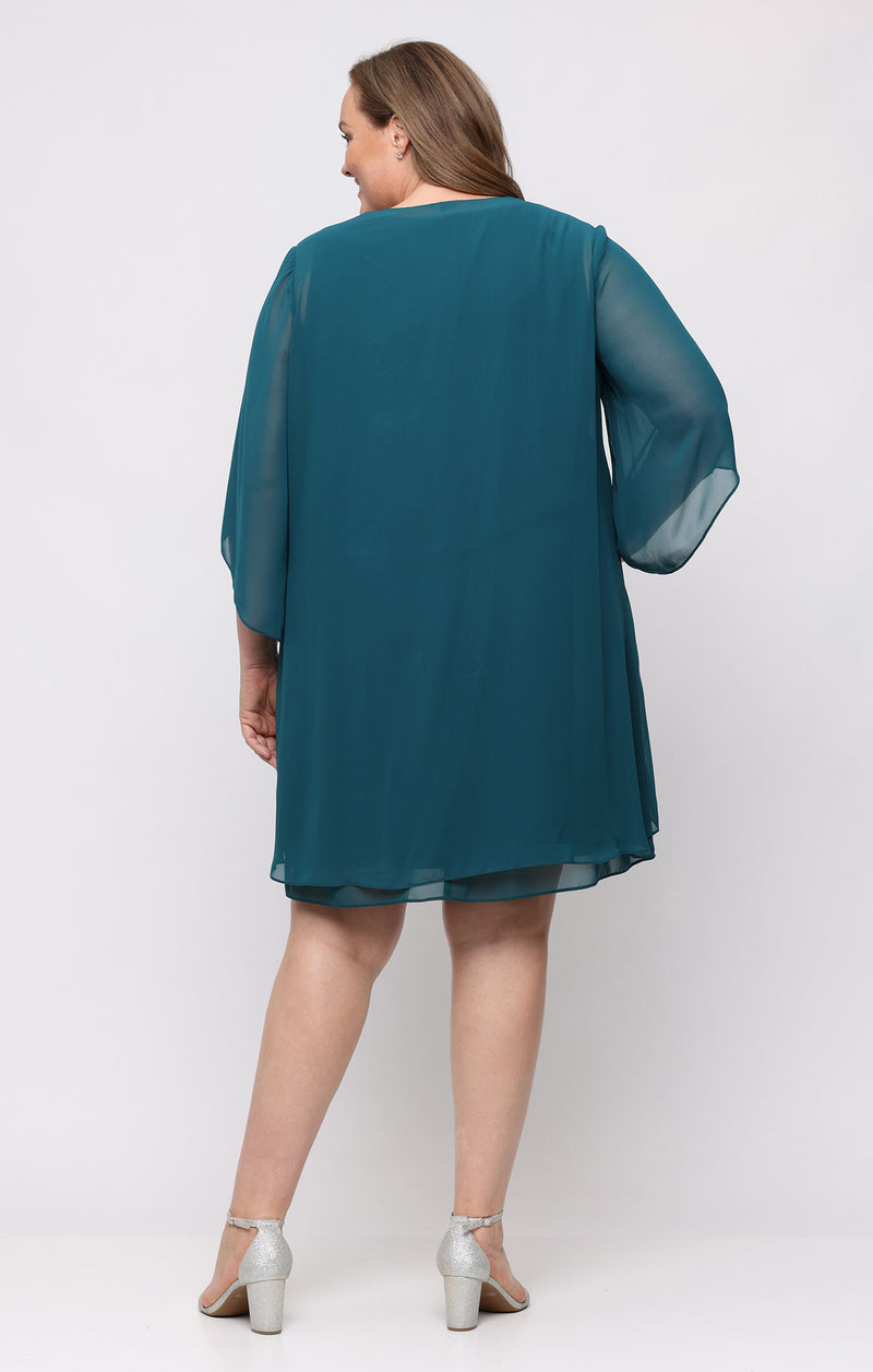 chiffon dress and jacket Sl Fashions Plus Size V-Neck Beaded-Shoulder - Mallard 2500-424LDL-Ivory Blue Order Type:Made to Order Full Length Fabric Edgehill Collection Little Girls