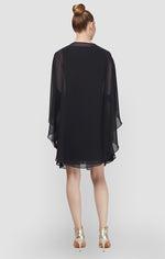Chiffon Cocktail Dress with Beaded Neck and Removable Capelet