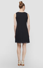 Chiffon Cocktail Dress with Beaded Neck and Removable Capelet