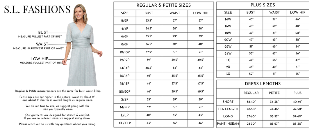 Size Guide – S.L. Fashions