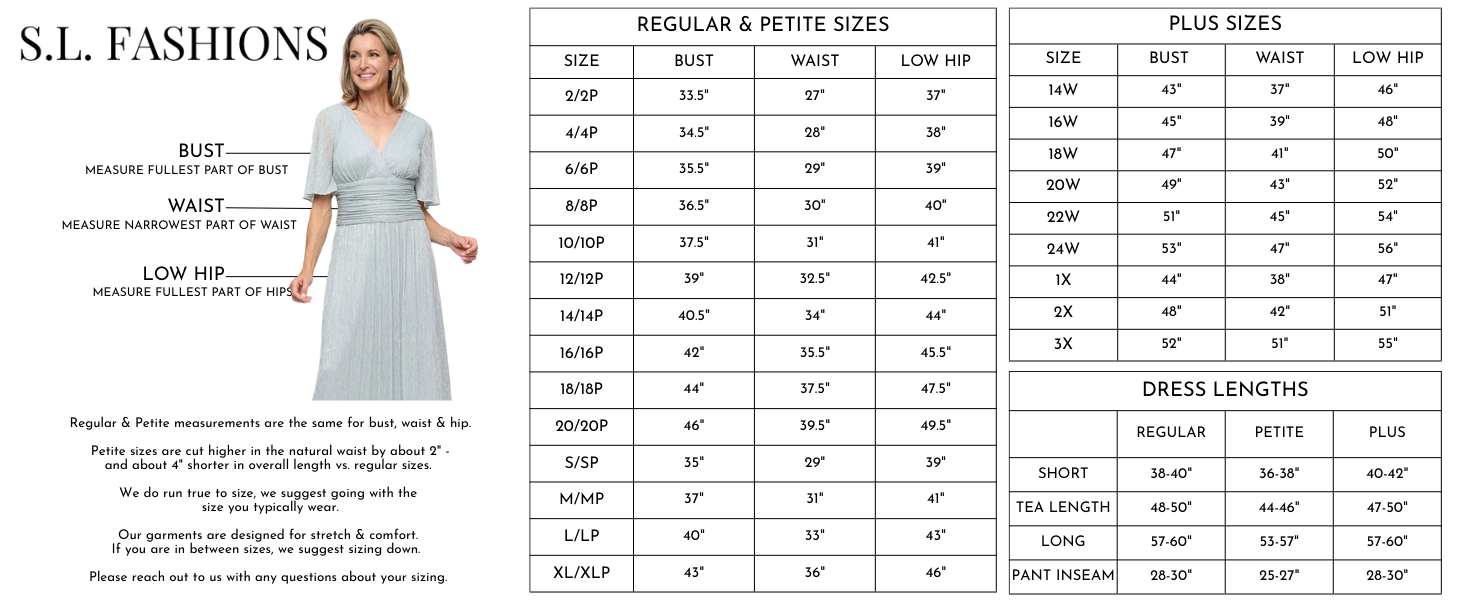 Size Guide  S.L. Fashions